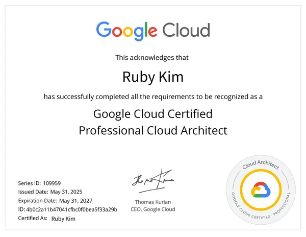 img of GCP Professional Cloud Architect(PCA) 자격증 합격 후기와 준비 팁